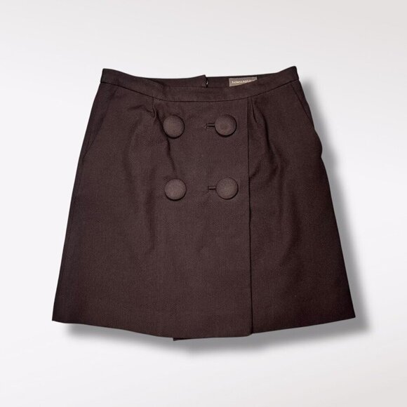 Banana Republic Black Wrap Style Mini Skirt Button Detail Size 0 - Picture 1 of 9